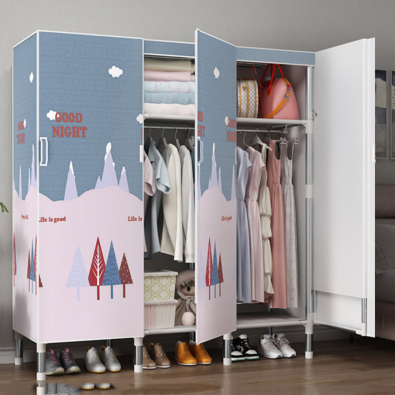 Hinged Wardrobe Armoire Modern with Legs Steel Wardrobe Closet for Home