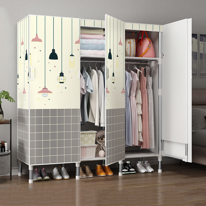 Hinged Wardrobe Armoire Modern with Legs Steel Wardrobe Closet for Home