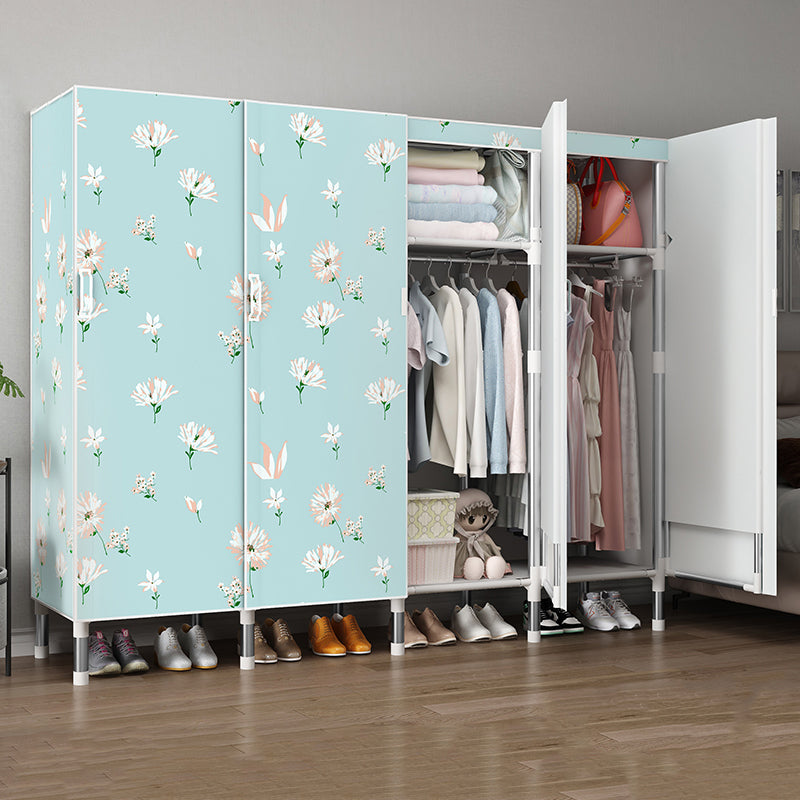 Hinged Wardrobe Armoire Modern with Legs Steel Wardrobe Closet for Home