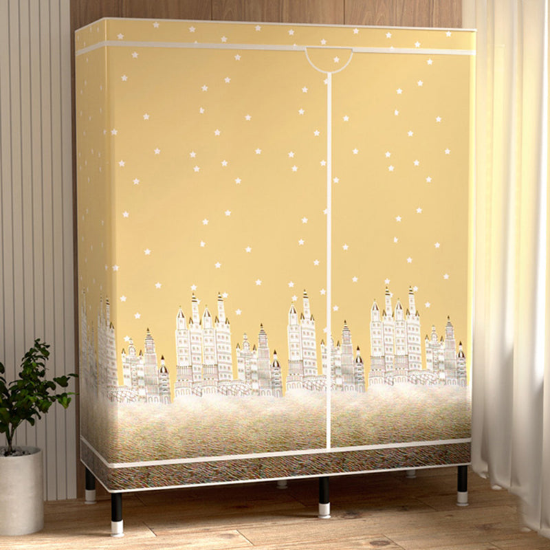 Contemporary Wardrobe Cabinet with Shelves Steel Wardrobe Armoire for Home