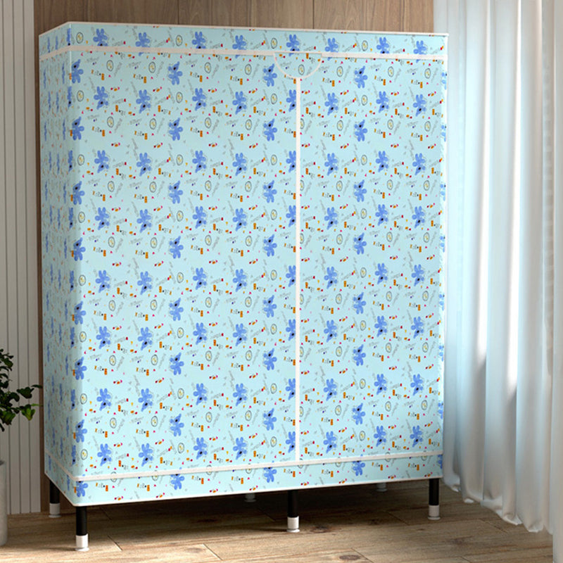 Contemporary Wardrobe Cabinet with Shelves Steel Wardrobe Armoire for Home