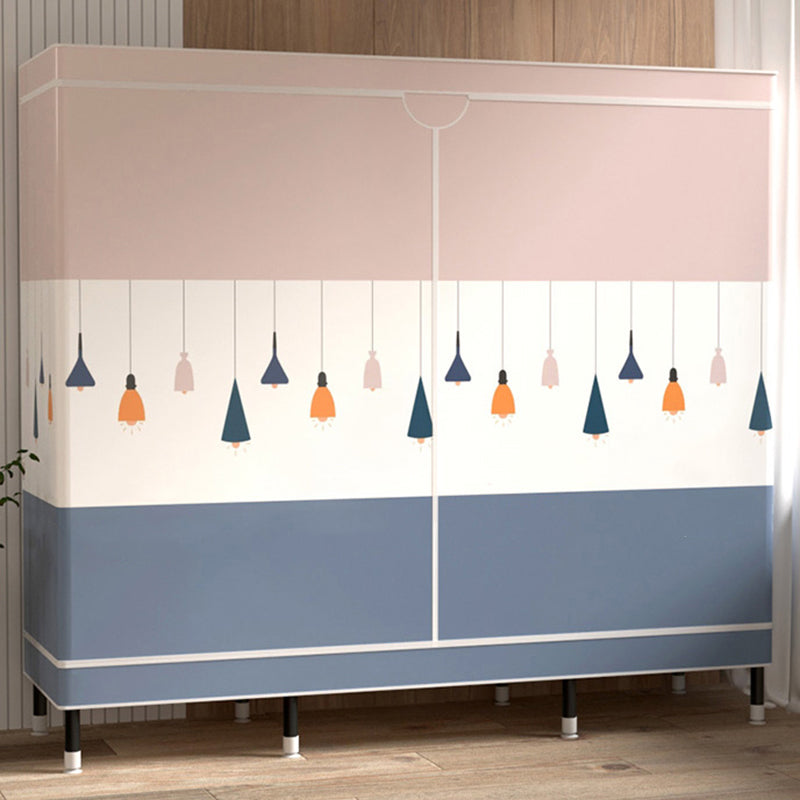 Contemporary Wardrobe Cabinet with Shelves Steel Wardrobe Armoire for Home