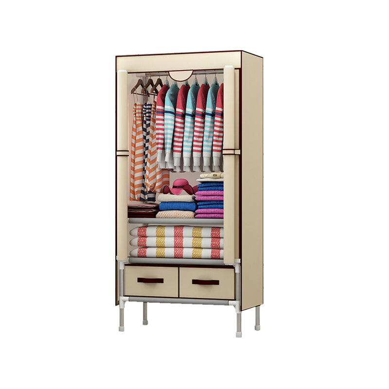 Steel Wardrobe Armoire with Drawer Modern Wardrobe Cabinet for Home