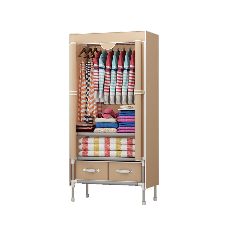 Steel Wardrobe Armoire with Drawer Modern Wardrobe Cabinet for Home