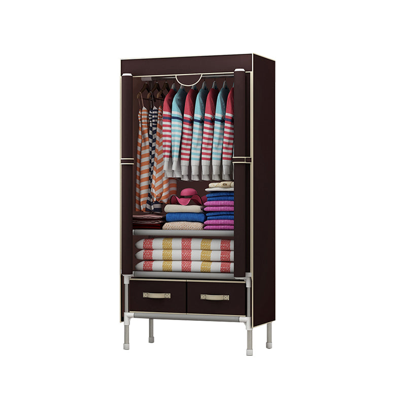 Steel Wardrobe Armoire with Drawer Modern Wardrobe Cabinet for Home