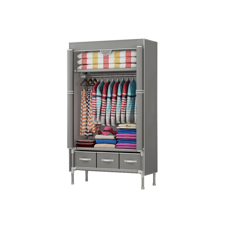 Steel Wardrobe Armoire with Drawer Modern Wardrobe Cabinet for Home