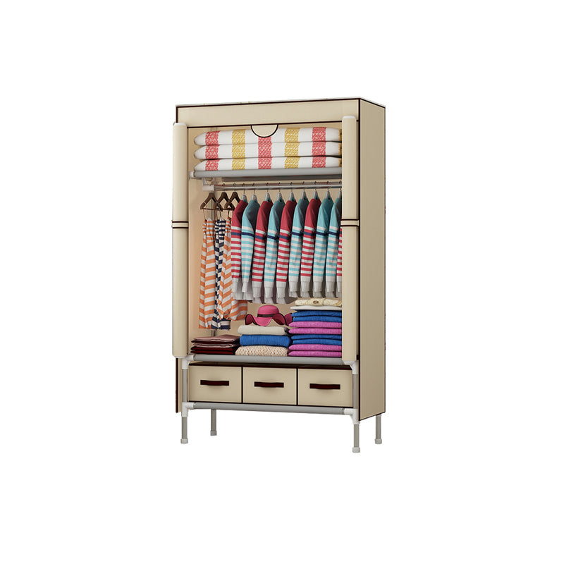 Steel Wardrobe Armoire with Drawer Modern Wardrobe Cabinet for Home