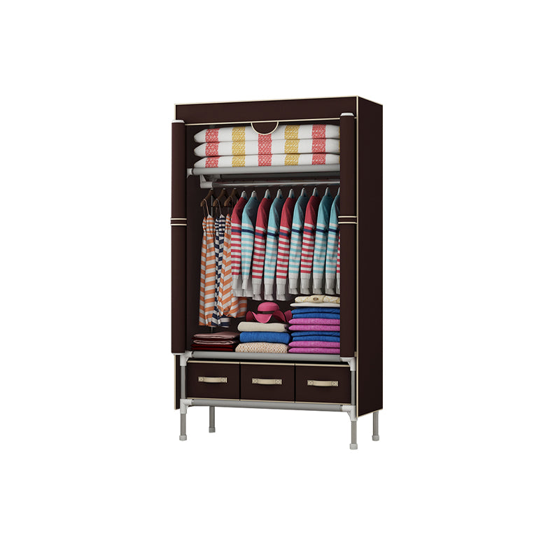 Steel Wardrobe Armoire with Drawer Modern Wardrobe Cabinet for Home