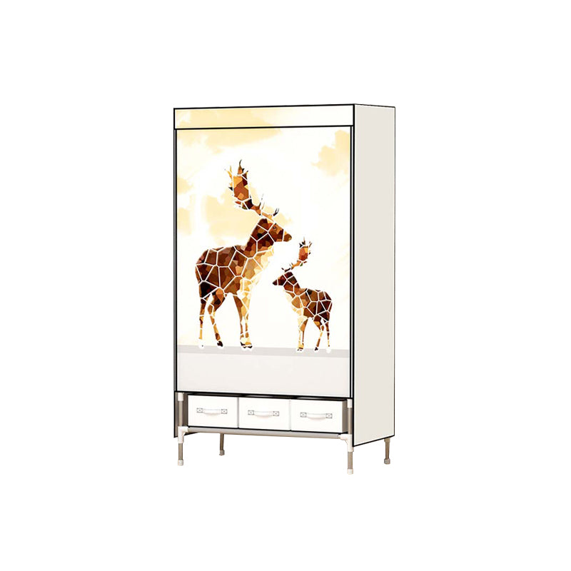 Steel Wardrobe Armoire with Drawer Modern Wardrobe Cabinet for Home