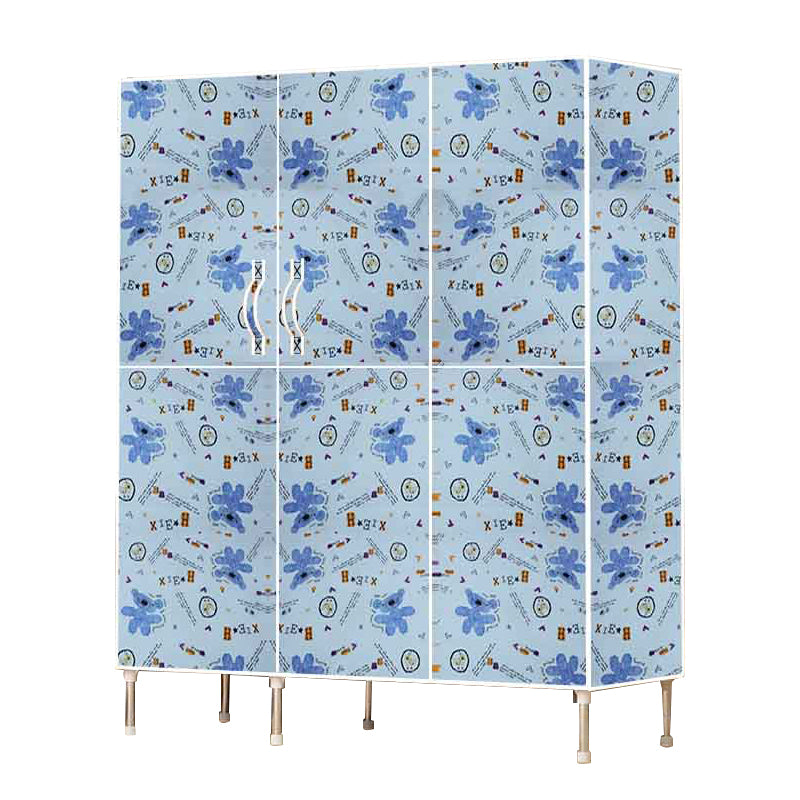 Hinged Wardrobe Cabinet with Garment Rod Steel Wardrobe Armoire