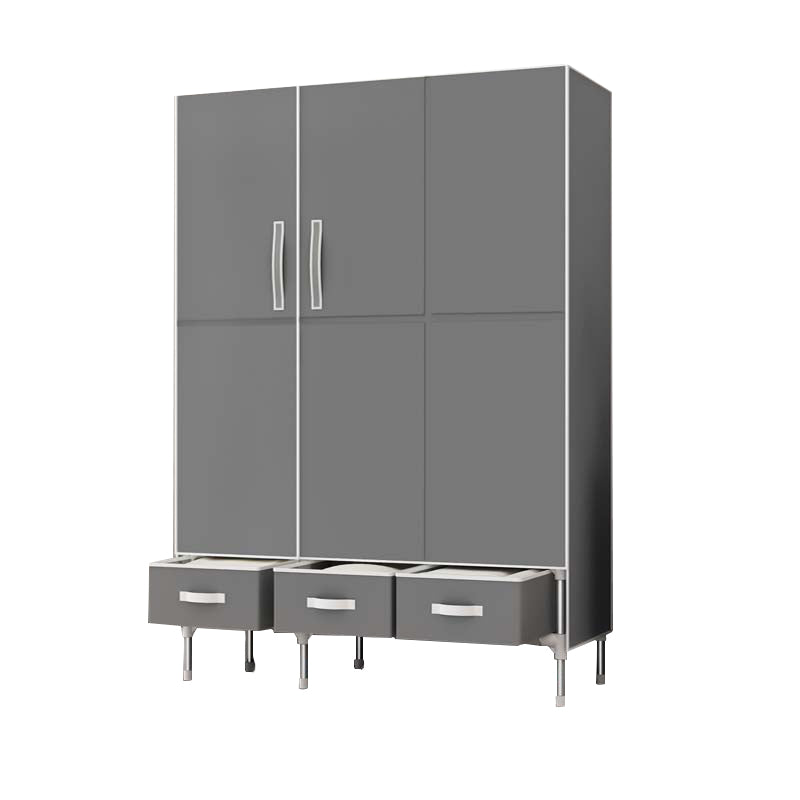 Hinged Wardrobe Cabinet with Garment Rod Steel Wardrobe Armoire