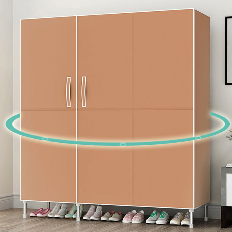 Hinged Wardrobe Cabinet with Garment Rod Steel Wardrobe Armoire