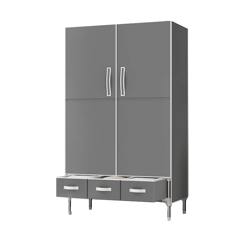 Hinged Wardrobe Cabinet with Garment Rod Steel Wardrobe Armoire