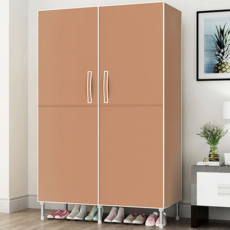 Hinged Wardrobe Cabinet with Garment Rod Steel Wardrobe Armoire