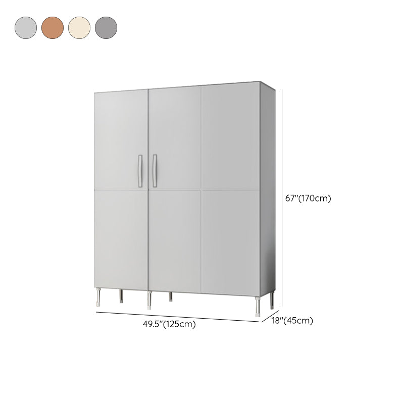 Hinged Wardrobe Cabinet with Garment Rod Steel Wardrobe Armoire