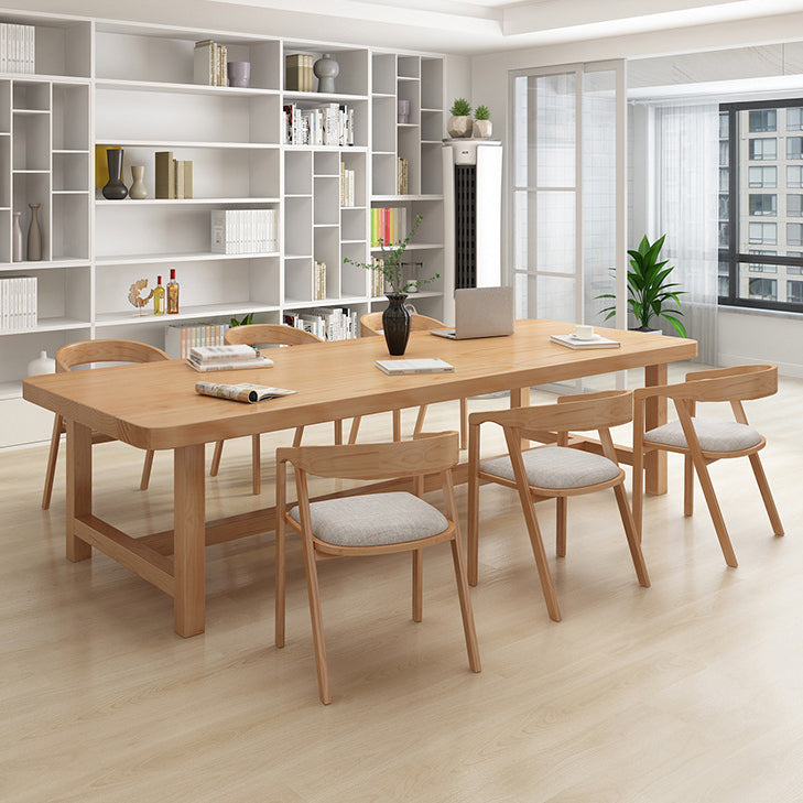 Rectangle Trestle Dining Table Modern Pine Wood Table for Living Room