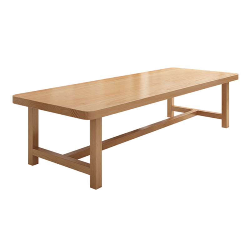Rectangle Trestle Dining Table Modern Pine Wood Table for Living Room