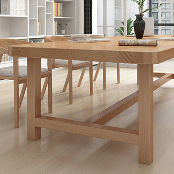 Rectangle Trestle Dining Table Modern Pine Wood Table for Living Room