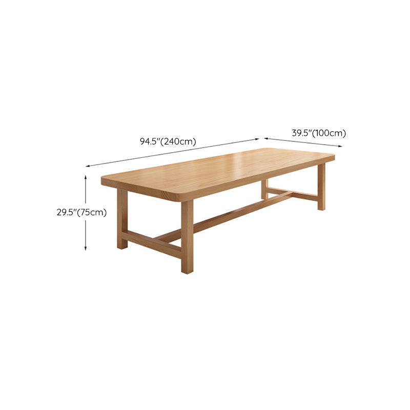 Rectangle Trestle Dining Table Modern Pine Wood Table for Living Room