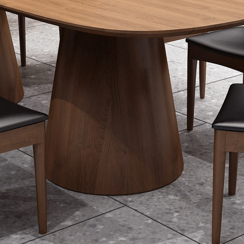 Oval Solid Wood Dining Table Contemporary Dining Table with Double Pedestal Base