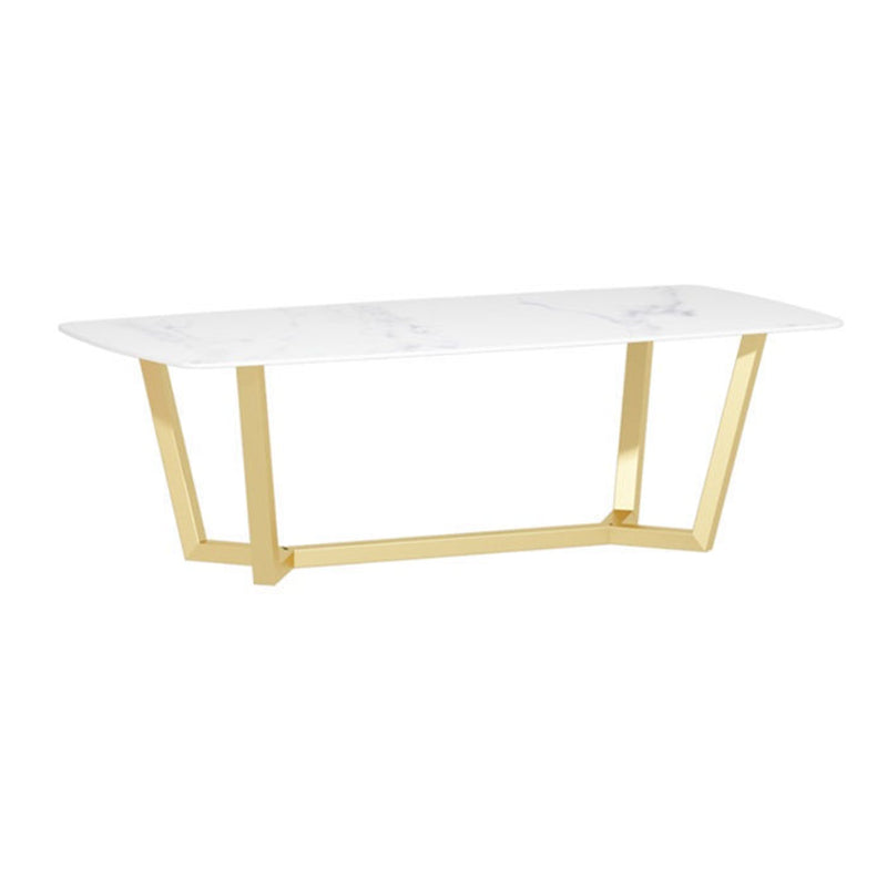 Rectangle Trestle Dining Table Glam Faux Marble Table for Dining Room Kitchen