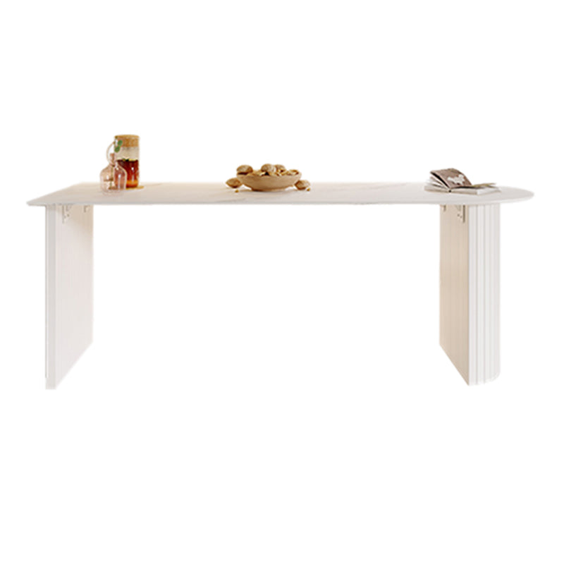 White Double Pedestal Dining Table Modern Stone Top Dining Table