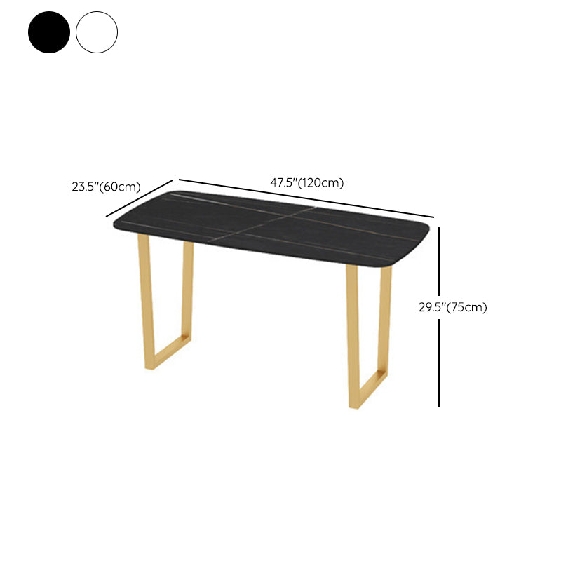 Rectangle Double Pedestal Dining Table Glam Stone Table for Milk Tea Shop
