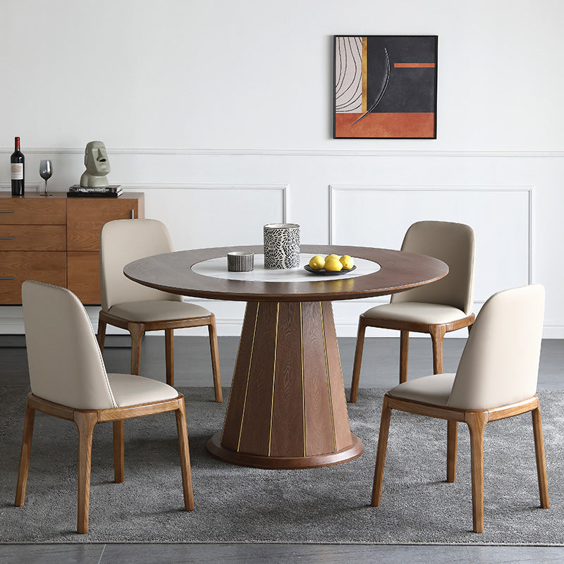 Modern Dining Set 1/4/5/7 Pcs Round Solid Wood Dining Table and Chairs