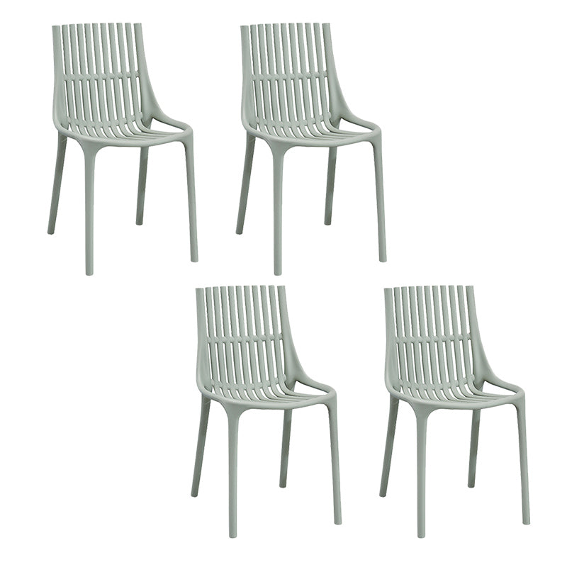 Nordic Style Armless Side Chairs Slat Back Chairs with Plastic Legs for Home Use