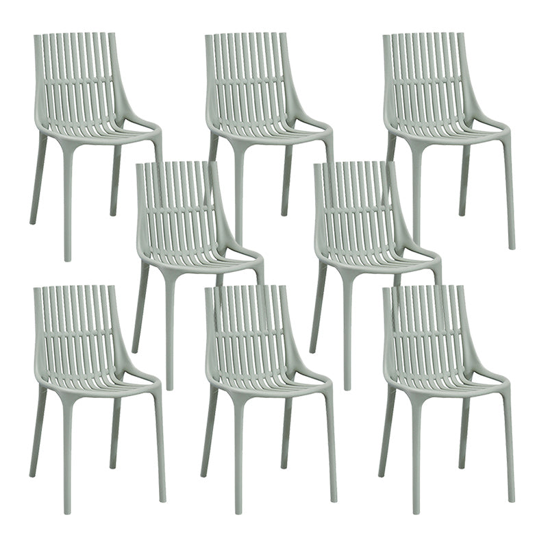 Nordic Style Armless Side Chairs Slat Back Chairs with Plastic Legs for Home Use