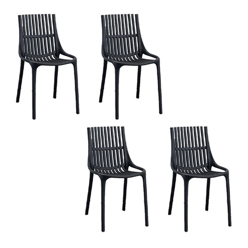 Nordic Style Armless Side Chairs Slat Back Chairs with Plastic Legs for Home Use