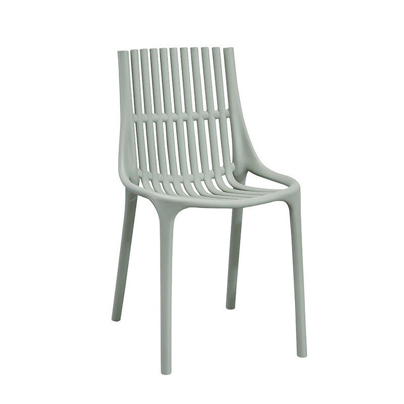 Nordic Style Armless Side Chairs Slat Back Chairs with Plastic Legs for Home Use