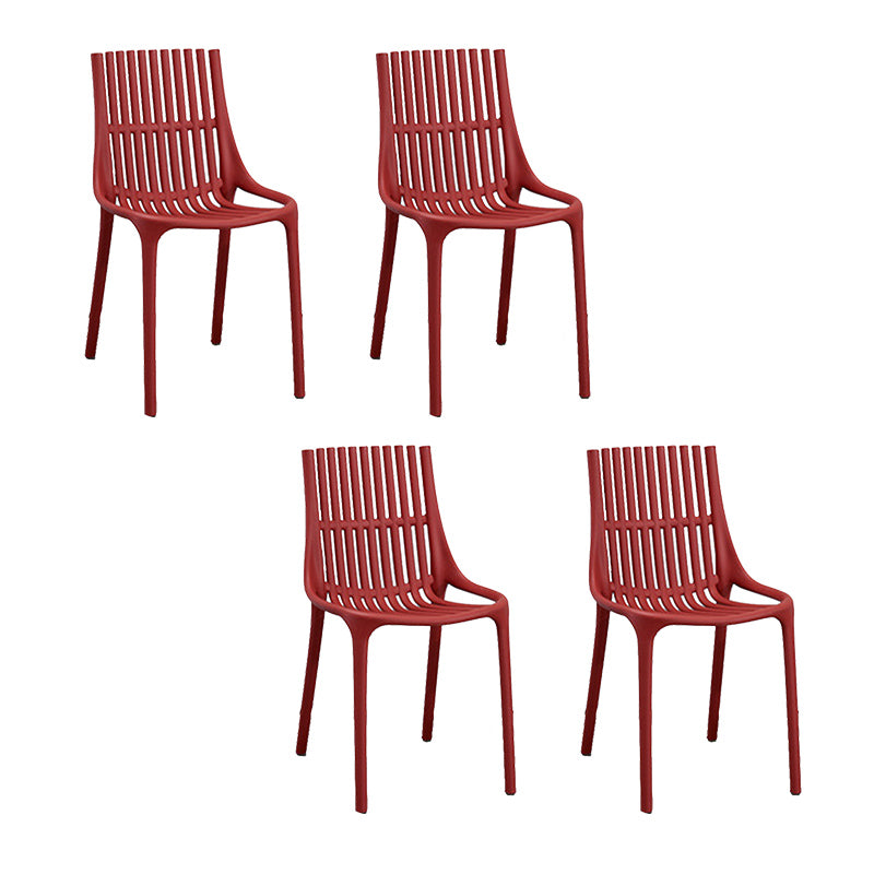 Nordic Style Armless Side Chairs Slat Back Chairs with Plastic Legs for Home Use