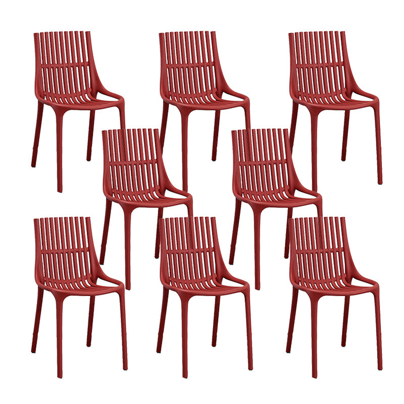 Nordic Style Armless Side Chairs Slat Back Chairs with Plastic Legs for Home Use