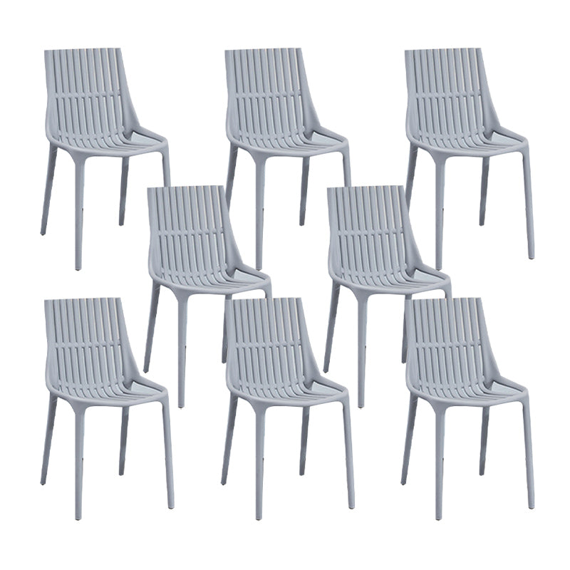 Nordic Style Armless Side Chairs Slat Back Chairs with Plastic Legs for Home Use