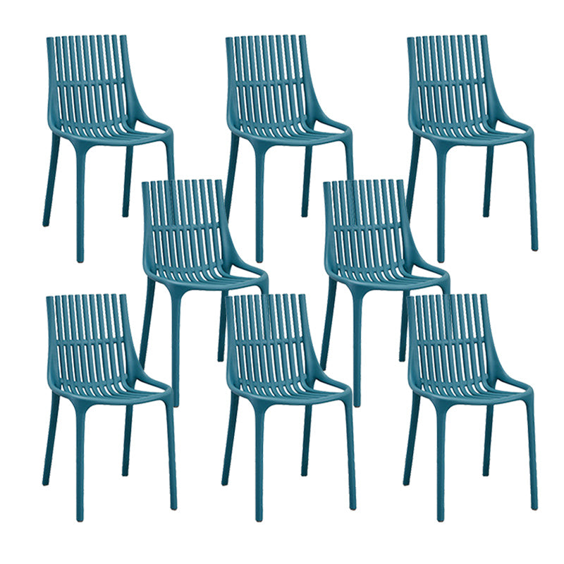 Nordic Style Armless Side Chairs Slat Back Chairs with Plastic Legs for Home Use