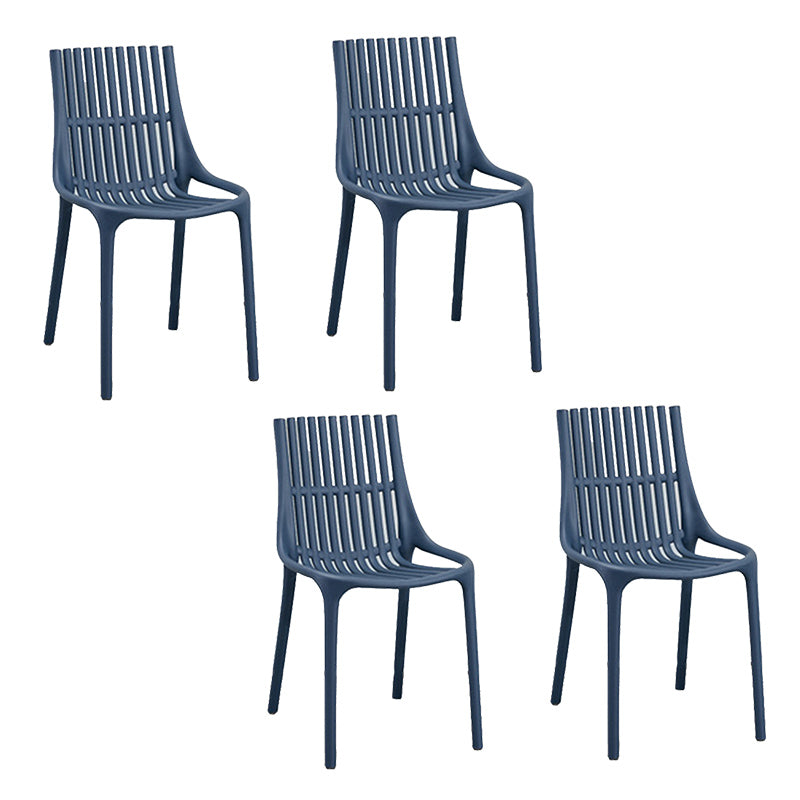Nordic Style Armless Side Chairs Slat Back Chairs with Plastic Legs for Home Use