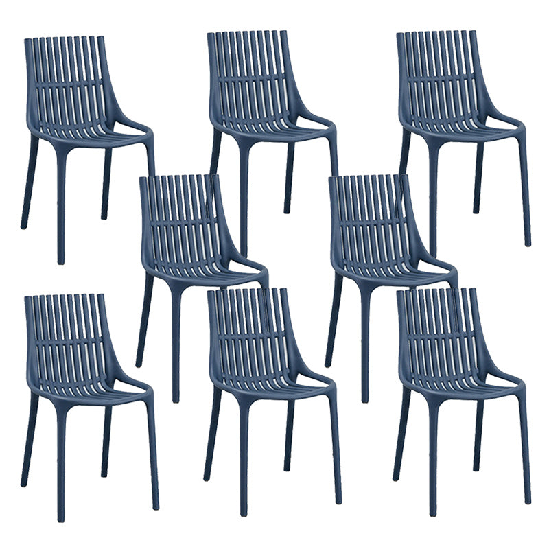 Nordic Style Armless Side Chairs Slat Back Chairs with Plastic Legs for Home Use