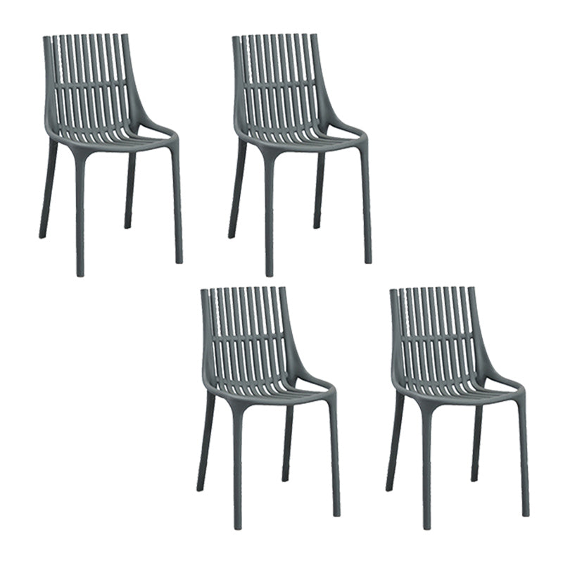 Nordic Style Armless Side Chairs Slat Back Chairs with Plastic Legs for Home Use