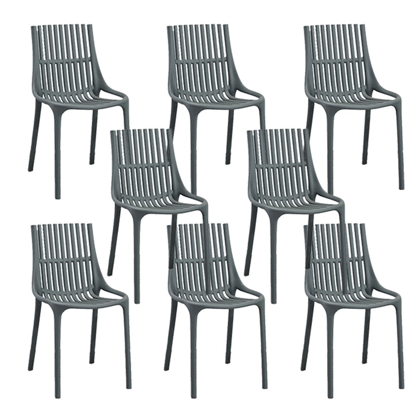 Nordic Style Armless Side Chairs Slat Back Chairs with Plastic Legs for Home Use