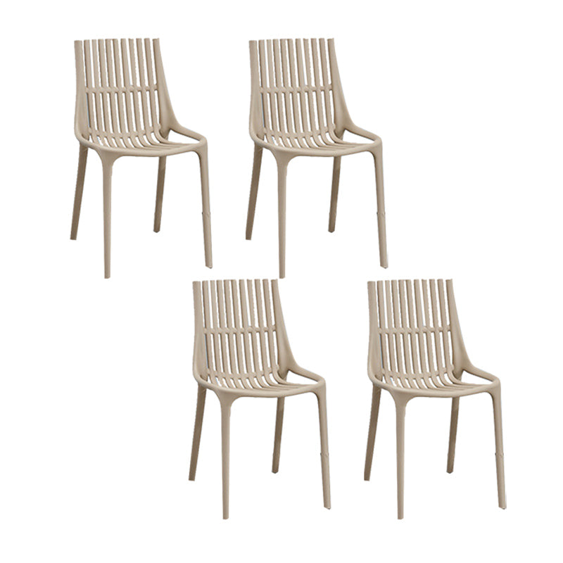 Nordic Style Armless Side Chairs Slat Back Chairs with Plastic Legs for Home Use