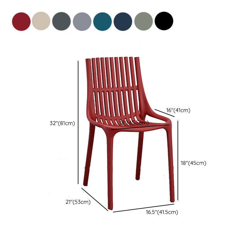 Nordic Style Armless Side Chairs Slat Back Chairs with Plastic Legs for Home Use