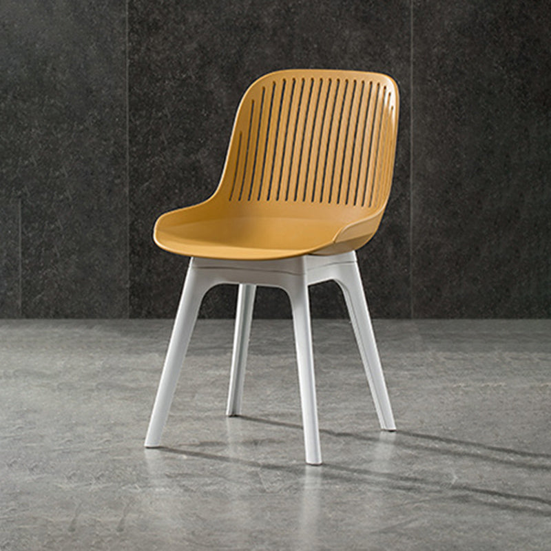 Nordic Style Armless Side Chairs Plastic Chairs with Plastic Legs for Home Use