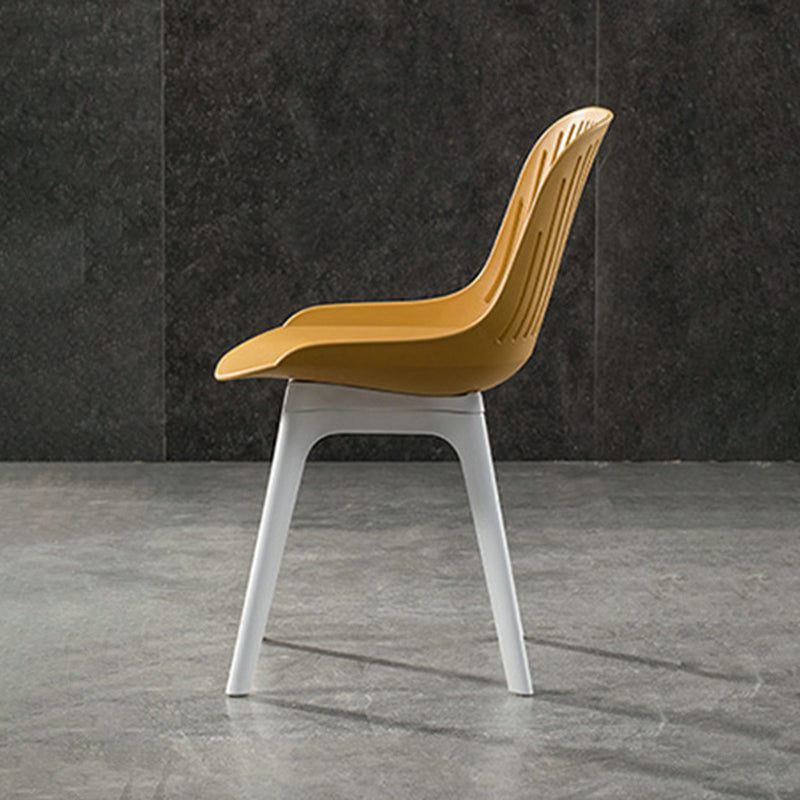 Nordic Style Armless Side Chairs Plastic Chairs with Plastic Legs for Home Use