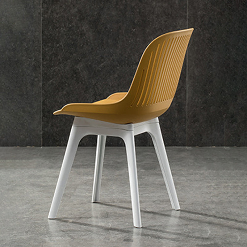 Nordic Style Armless Side Chairs Plastic Chairs with Plastic Legs for Home Use