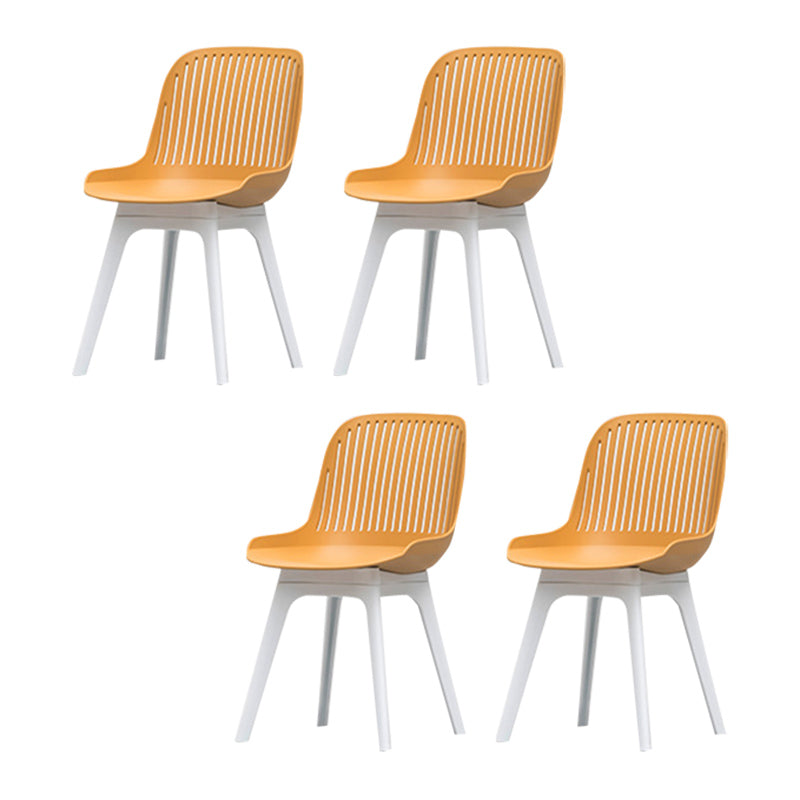 Nordic Style Armless Side Chairs Plastic Chairs with Plastic Legs for Home Use