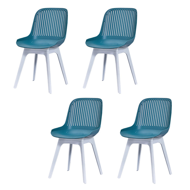 Nordic Style Armless Side Chairs Plastic Chairs with Plastic Legs for Home Use
