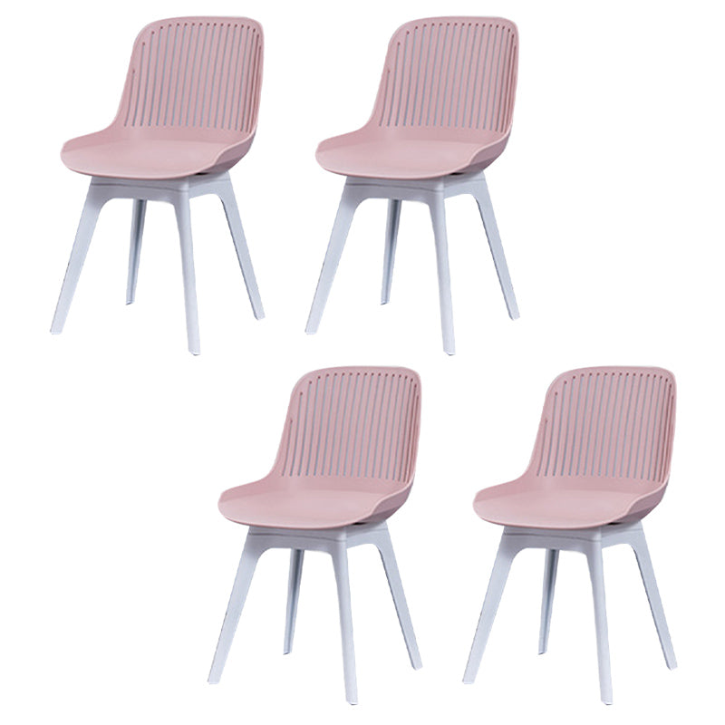 Nordic Style Armless Side Chairs Plastic Chairs with Plastic Legs for Home Use