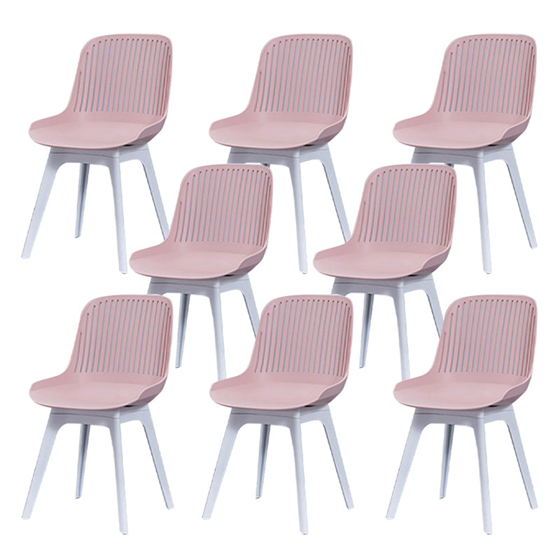 Nordic Style Armless Side Chairs Plastic Chairs with Plastic Legs for Home Use
