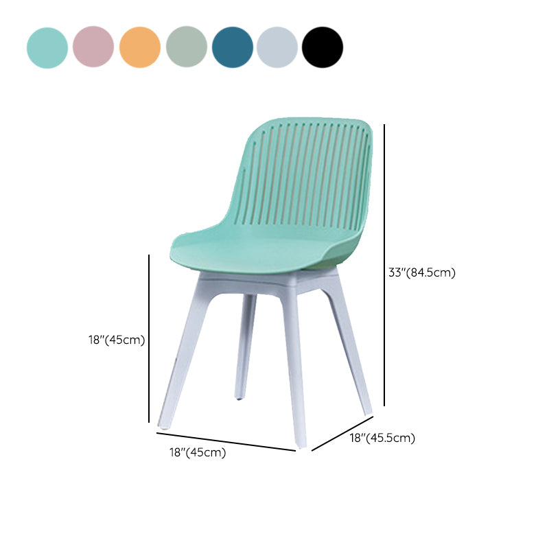 Nordic Style Armless Side Chairs Plastic Chairs with Plastic Legs for Home Use